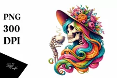 Detailed Vibrant Skeleton Coffee PNG Product Image 1