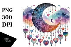 Boho Half Moon with Hearts, Transparent PNG Product Image 1