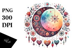 Boho Half Moon with Hearts, Transparent PNG Product Image 1