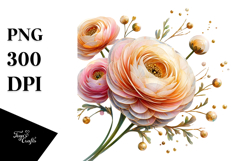 Ranunculus with Gold PNG Product Image 1