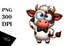Cartoony Cow with Goofy Expression PNG Product Image 1