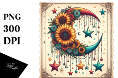 Colorful Half Moon with Sunflowers PNG Product Image 1