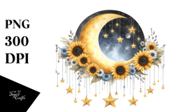 Washed Half Moon with Sunflowers PNG Product Image 1