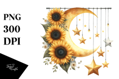 Washed Half Moon with Sunflowers PNG Product Image 1
