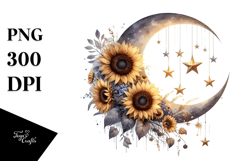Washed Half Moon with Sunflowers PNG Product Image 1