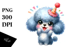 Cute Cartoon Poodle with Big Eyes PNG Product Image 1