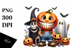 Funny Watercolor Halloween Sticker Clipart Product Image 3
