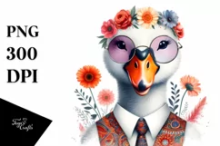 Funny Swan Suit Retro es | Sublimation Clipart Product Image 1