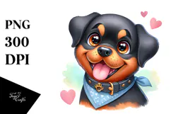 Cute Rottweiler, Watercolor PNG Product Image 1