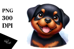 Watercolor Cute Cartoon Rottweiler PNG Product Image 1