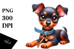 Happy Doberman Pinscher, Transparent PNG Product Image 1