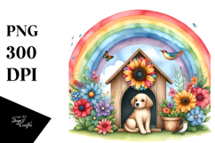 Dog House and Colorful Flowers | Clipart Product Image 1