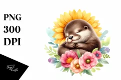 Colorful Baby Otter Watercolor Clipart Product Image 3