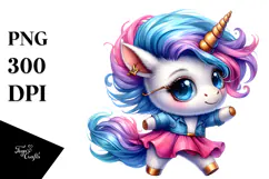 Dancing Unicorn with Floral Wreath PNG Product Image 1
