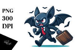Aggresive Bat with Travel Suitcase PNG Product Image 1