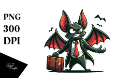 Aggresive Bat with Travel Suitcase PNG Product Image 1