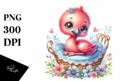 Cute Baby Flamingo Sitting on Cradle | Sublimation | Clipart Product Image 3