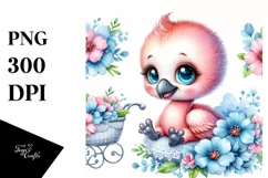 Smiling Baby Flamingo on Cradle | Clipart Product Image 3