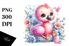 Colorful Flamingo on Cradle | Sublimation | Clipart Product Image 3
