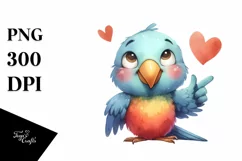 Cute Parrot Love Sign | Sublimation Clipart Product Image 1