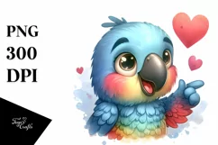 Cute Parrot Love Sign | Sublimation Clipart Product Image 3