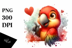 Cute Parrot Love Sign | Sublimation Clipart Product Image 3