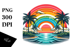 Retro Tropical Rainbow Sunset Clipart Tshirt, 20 oz Tumbler Product Image 1