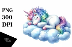 Colorful Baby Unicorn Napping Clipart Product Image 3