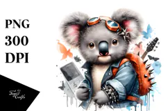Energetic Baby Koala with Punk Look PNG Product Image 1