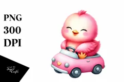 Vibrant Chicken Sitting on Car PNG Product Image 1