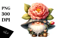 Cute Gnome with Cherry Blossom, Transparent PNG Product Image 1
