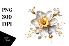 Detailed Shiny Narcissus Watercolor Clipart Product Image 1