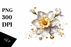 Detailed Shiny Narcissus Watercolor Clipart Product Image 1
