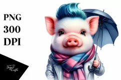 Modest Baby Pig with Umbrella PNG Product Image 3