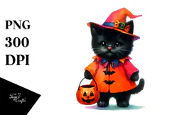 Cute Baby Black Cat Costume | Sublimation Clipart Product Image 1