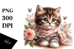 Kitten with Big Eyes, Digital Watercolor PNG Product Image 1