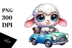 Vibrant Baby Lamb, Wearing Car PNG Product Image 1
