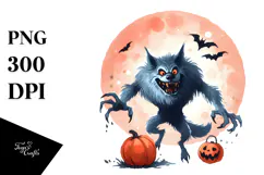 Funny Werewolf Halloween Clipart PNG Product Image 1