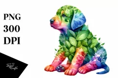 Abstract Puppy with Plant Leaves PNG Product Image 3