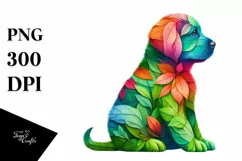 Abstract Puppy with Plant Leaves PNG Product Image 3