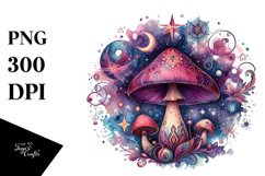 Vibrant Celestial Mushroom, PNG Product Image 1
