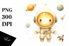 Washed Whimsical Yellowish Astronaut Girl Product Image 1