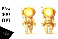 Washed Whimsical Yellowish Astronaut Girl Product Image 1