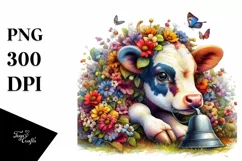 Colorful Baby Cow Playing Hide and Seek PNG Product Image 1