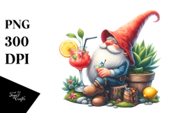 Whimsical Gnome Drinking Cocktail, Transparent PNG Product Image 1