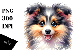 Happy Cartoon Collie, Watercolor PNG Product Image 1