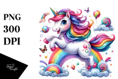 Vibrant Jumping Unicorn PNG Product Image 1