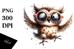 Cartoon Owl with Oversized Sunglasses, Transparent PNG Product Image 1