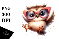 Cartoon Owl with Oversized Sunglasses, Transparent PNG Product Image 1