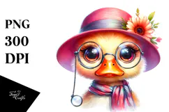 Crazy-Cute Baby Duck with Monocle, Transparent PNG Product Image 1
